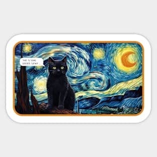 Starry Night Cat, Catnip Overdose Sticker